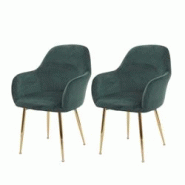 Décoshop26 - Lot de 2 chaises de salle à manger design rétro en tissu velours vert pieds métal dorés 04_0000381 - 3000253188989 Décoshop26 - Lot de 2 chaises de salle à manger design rétro en tissu velours vert pieds métal dorés 04_0000381 - 3000253188989