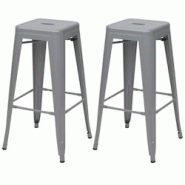 Décoshop26 - Lot de 2 tabourets de bar design industriel en métal gris empilable 04_0000108 - gris 3000251218985 Décoshop26 - Lot de 2 tabourets de bar design industriel en métal gris empilable 04_0000108 - gris 3000251218985