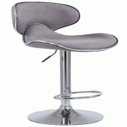 Décoshop26 - Tabouret de bar x1 pivotant design moderne en tissu gris support en métal chromé 10_0005079 - gris métal 3000252449494