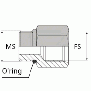 Raccord Droit mâle SAE x femelle SAE - SAE-MF1006 - Avec joint o'ring
