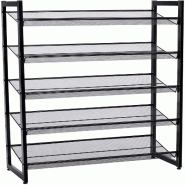 Helloshop26 - Étagère à chaussures meuble de rangement maille noir 12_0000532 - noir 3000104628985