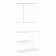 Helloshop26 - Étagère design intemporel salon chambre meuble de rangement autoportante 188 x 90 x 30 cm acier blanc 03_0011156 - 3000225597719