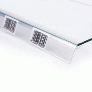 Porte étiquette transparent basculant pour tablette en verre - L120xH40mm