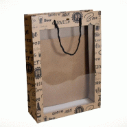 Sac 3 bouteilles de bière fenêtre poignée cordon Tour du monde 25x9x35 cm-par 10