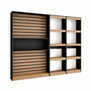 SKRAUT HOME Étagère Bibliothèque, 230x186x25cm, Salon Salle à manger Bureau, Salon, Bureau, Chêne et noir - beige Bois manufacturé 86_1