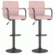 Tabourets de bar lot de 2 rose velours Modèle Aero Panorama Ligne - 334664