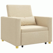 VidaXL Canapé-lit escamotable simple Crème 90 x 165 x 87 cm tissu Modèle Marvoriax - 8721158861986