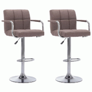 VidaXL Chaises De Bar Lot De 2 Taupe Tissu - gris 283428