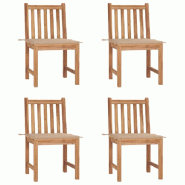 VidaXL Chaises De Jardin Lot De 4 Avec Coussins Bois De Teck Massif - beige 3073091