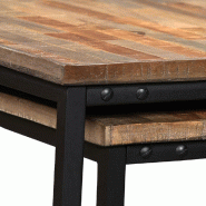 VidaXL Ensemble de table basse gigogne 2 pcs Teck massif récupération Modèle Atlas Office Bois - 245406XL