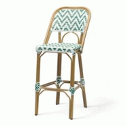 Bistromania Chaise de bar ALMA - Tressage vert foncé et blanc - EA133 Bistromania Chaise de bar ALMA - Tressage vert foncé et blanc - EA133