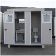 Bungalow sanitaire de chantier avec WC à l'anglaise et un grand lavabo séparé - SL1