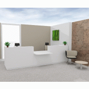 Bureau d'accueil Delta Plus pour 2, accès PMR - Mobel Linea - Blanc, 384, Acacia foncé, Banque d'accueil sans réhausses_1