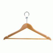 Cintre Bois Antivol Naturel avec Barre et Encoches - 44,5cm Ø38mm - Lot de 6