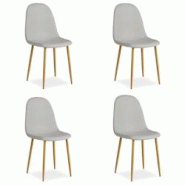 Décoshop26 - Lot de 4 chaises de salle à manger cuisine confortable et moderne en tissu gris pieds métal aspect bois CDS06204 - gris 3000430069605 Décoshop26 - Lot de 4 chaises de salle à manger cuisine confortable et moderne en tissu gris pieds métal aspect bois CDS06204 - gris 3000430069605