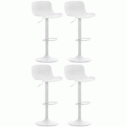 Décoshop26 - Lot de 4 tabourets de bar hauteur réglable et siège pivotant avec siège en plastique blanc métal blanc 10_0004491 - blanc 3000252136547 Décoshop26 - Lot de 4 tabourets de bar hauteur réglable et siège pivotant avec siège en plastique blanc métal blanc 10_0004491 - blanc 3000252136547