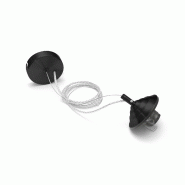 Gea Luce Alice - Kit De Suspension Pour Ampoule Alice V/P E27 Avec Rosace Noire, Câble Tressé Transparent Et Cache Douille 1Xe27 Max 1X60W - noir AL