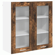 Helloshop26 - Armoire suspendue moderne rectangulaire cuisine 80 x 31 x 80 cm grande capacité de rangement en bois d'ingénierie 02_0053365 - verre 3