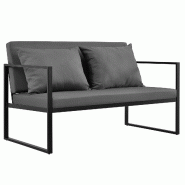 Helloshop26 - Canapé de jardin avec coussins gris foncé 70 x 114 x 60 cm noir - noir métal 3001839047768
