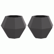 Helloshop26 - Lot de 2 jardinières rectangulaires pour extérieur 50 x 50 x 40 cm en acier noir 02_0053119 - noir acier 3000237769975