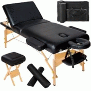 Helloshop26 - Table de massage Pliante 3 Zones, Tabouret, Rouleau + Housse noir 2008142 - 3000138341300 Helloshop26 - Table de massage Pliante 3 Zones, Tabouret, Rouleau + Housse noir 2008142 - 3000138341300