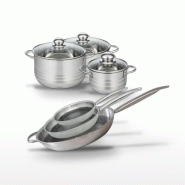 Lot de 3 Poêles et 3 Faitouts Elo Relief Solution - gris 3176239942583