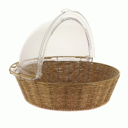 Manne polypro ronde "Rustica" miel cloche plexiglass Ø 40x10 cm - par 2