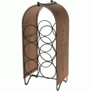 Range bouteilles à poser en bois et métal pour 6 bouteilles L21,5 x P18 x H49cm