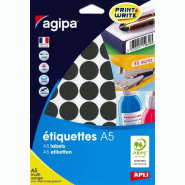 400 étiquettes noires multi-usage, diamètre 24 mm (10 feuilles A5 / cdt) - 3270241143270