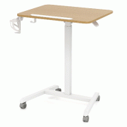 COSTWAY Table d’appoint réglable sur roulettes, plateau inclinable 90°, crochet porte-gobelet - beige Bois manufacturé VH34940ZM