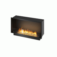 Divina Fire Cheminée au Bioéthanol Inside Black 1000 à Encastrer - Noir Mat, avec Verre, Brûleur 3L, Design Moderne - noir 0803173016799