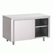 Gastro-Inox Armoire de travail avec portes coulissantes en inox 1200x700x880mm - inox 7445908587513