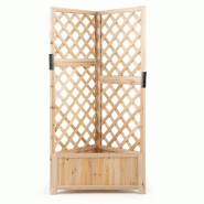 Helloshop26 - Bac de jardin jardinière surélevé avec treillis 55 x 55 x 140 cm système de drainage flexible design moderne en bois 20_0018948 - 30
