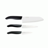 KYOCERA Set Chef 3 Couteaux De Cuisine En Céramique Fine ADB01791 - noir 4960664684212
