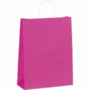 Sac kraft rose poignées torsadées 35x14x40cm - par 100