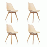 Siège visiteur / Chaise coque SCANDI Plastique beige Set dans un lot de 4 hjh OFFICE - beige plastique 661012
