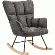 TecTake GmbH tectake Fauteuil à bascule TORVE rembourré  Chenille Anthracite - gris multi-matériau 406282