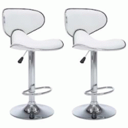VidaXL Tabourets De Bar 2 Pcs Blanc Similicuir - blanc 323643 VidaXL Tabourets De Bar 2 Pcs Blanc Similicuir - blanc 323643