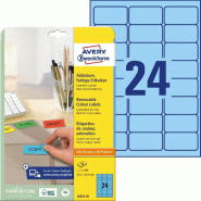Avery Zweckform 480 étiquettes enlevables Laser bleues, format 63,5 x 33,9 mm (20 feuilles A4 / cdt) - bleu L6032-20