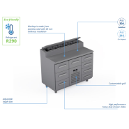 Comptoir réfrigéré en acier inoxydable - 1200 × 660 × 900 mm - CSTV-12-304 Comptoir réfrigéré en acier inoxydable - 1200 × 660 × 900 mm - CSTV-12-304