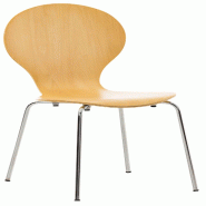 Décoshop26 - Chaise de cuisine salle à manger x1 empilable dossier arrondi en bois clair et métal chromé 10_0000017 - métal 3000888069608