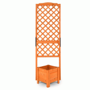 Helloshop26 - Jardinière sur pied avec treillis 54,5 x 52 x 180 cm design polyvalent pour plantes grimpantes en bois de sapin orange 20_0020073 - ora
