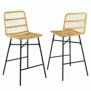 Helloshop26 - Tabourets de bar lot de 2 dossier en osier pe siège en cuir pu - 69 cm de haut style naturel 20_0005142 - 3000200184996 Helloshop26 - Tabourets de bar lot de 2 dossier en osier pe siège en cuir pu - 69 cm de haut style naturel 20_0005142 - 3000200184996