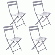Hespéride - Ensemble de 4 chaises pliantes « Greensboro » gris quartz, 42 x 51 x 81 cm - gris acier JJ4204 Hespéride - Ensemble de 4 chaises pliantes « Greensboro » gris quartz, 42 x 51 x 81 cm - gris acier JJ4204