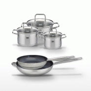 Lot de 2 Poêles 28/32cm et 3 Faitouts 14/16/20cm Elo Profi Therm Platinum - gris inox 3176239953152