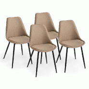 RATTATAN Lot 4 chaises en tissu rembourré avec pieds en métal, élégantes et confortables pour cuisine, salle à manger, bureau et restaurants –