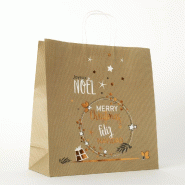 Sac papier "Sweet Hipster cuivré" poignées torsadées 35x14x36cm - par 25