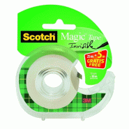 Scotch Ruban adhésif Magic, invisible, 19mm x 25m+5m, en dévidoir (A1128) - 5902658075551