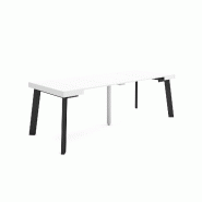 SKRAUT HOME Table console extensible, 220, Pour 10 personnes, Pieds en bois, Blanc - blanc Bois manufacturé 313_7