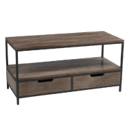 TABLE BASSE BAPITA 2 TIROIRS BOIS MARRON / MÉTAL